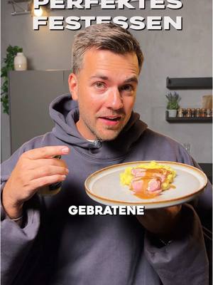 Rosa gebratene Entenbrust mit Honig-Senfsoße