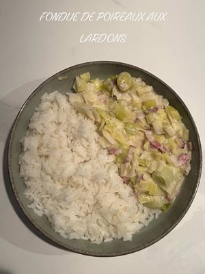 Fondue de poireaux aux lardons et parmesan