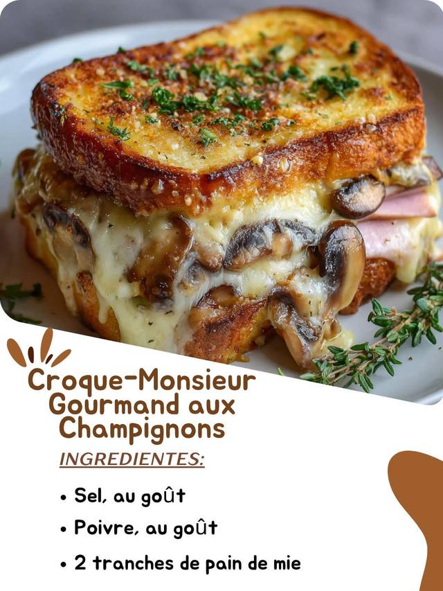 Croque-monsieur aux champignons et jambon de poulet