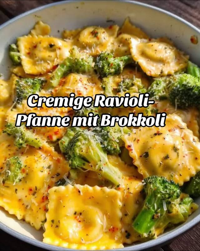 Ravioli-Pfanne mit Brokkoli und cremiger Parmesan-Sauce