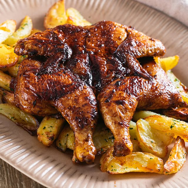 Galletto alla diavola con patate al forno